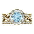 thumbnail image 2 of Clara Pucci 18K Yellow Gold 1.795 Natural Aquamarine Engraveable Engagement Ring + Wedding Band Set, 2 of 7