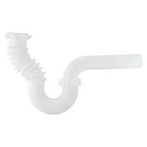 Flexible P-Trap 1-1/2" Expandable Sink Drain Pipe, White Plastic P-Trap