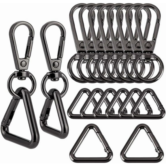 16Pcs Double Opening Swivel Snap 360 Degree Zinc Alloy Key Chain Trigger Clips 2 Size Triangular Buckle with Ring DIY for Bags Backpack Strap Keychains Lanyards Jewelry Findings Gunmetal