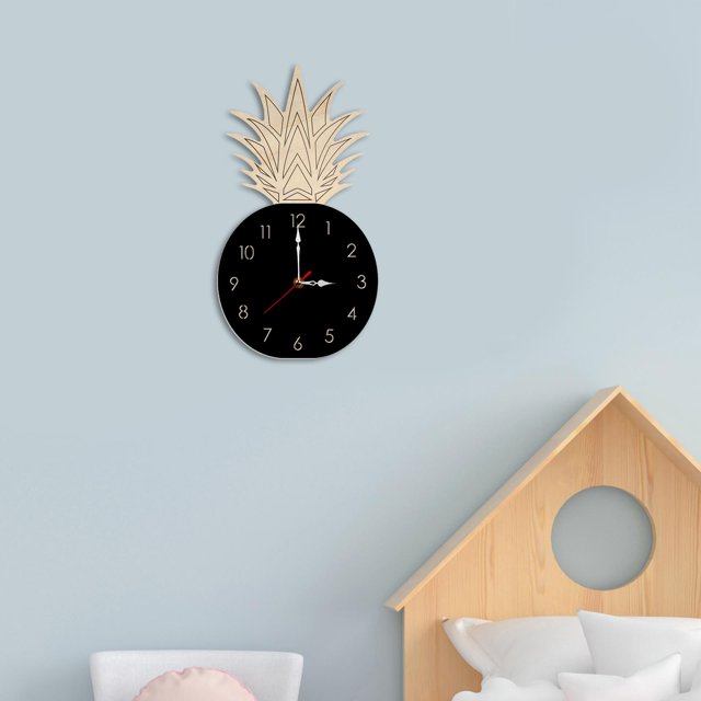 Reloj de pared con fruta de piña, bonito y silencioso acrílico, decoración colgante de pared para sala de estar, habitación de niños, decoración