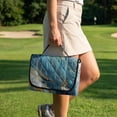 thumbnail image 4 of Whosucclay Blue Gold Abstract Swirl Print Golf Cart Seat Blanket, 4 Storage Pockets Golf Cart Bench Seat Covers for Ezgo TXT RXV 2 Passenger Golf Carts Club Car, 4 of 9