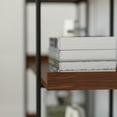 thumbnail image 5 of Merrick Lane Industrial Style Rustic Brown 3 Tiered Shelving Unit With Black Metal Frame and Raised Border - 35"H, 5 of 13