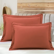 PiccoCasa Soft 1800 Microfiber Oxford Pillowcases 2Pcs, Standard Orange