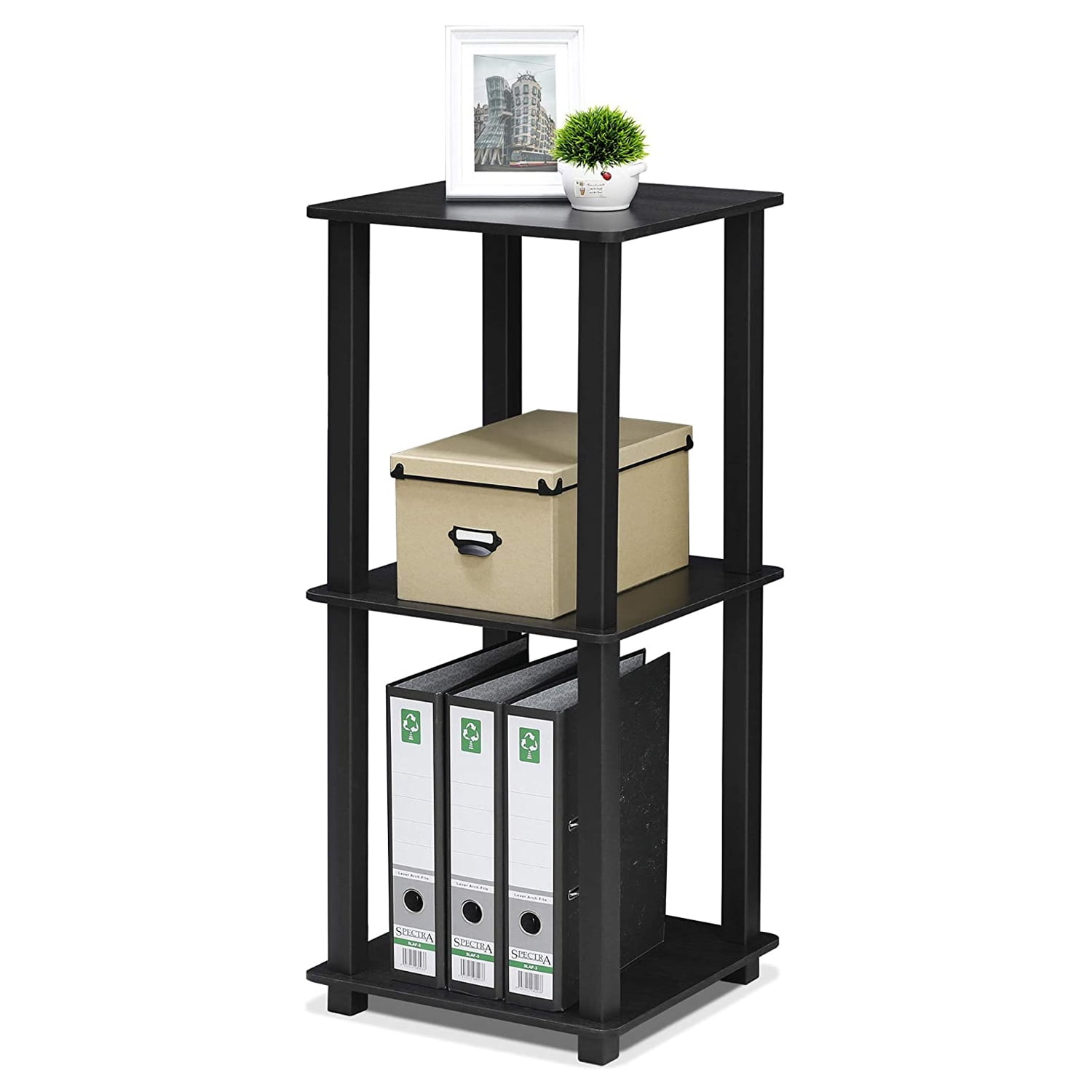 Furinno Simplistic End Table, Set of Two, Americano/Black