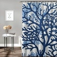 thumbnail image 2 of Awypu Nautical Coastal Sea Blue White Coral Reef Summer Waterproof Shower Curtain Multiple Sizes for Bathroom White, 2 of 7