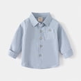 thumbnail image 2 of NIEWTR Boys Dress Shirt Long Sleeve Button Down Solid Color Uniform Shirt for School and Special Family Occasions（A-Blue,5-6 Years), 2 of 4