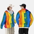 thumbnail image 4 of Kdxio Rainbow Colored Print Women Men Sun Protection UPF 50+ Jackets Zip Up Long Sleeve Hoodie Hiking Lightweight with Pockets, 4 of 7
