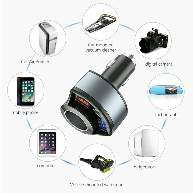 Cigarettes Lighter One To Three Car Charger, Super Fast 5V3A PD Charging  Adapter for Multiple Devices, 12V-24V Car Splitter for GPS, Dashcam, and  More