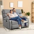 thumbnail image 6 of 2-Seater Faux Leather Double Recliner Couch with Storage Pockets for Couples Movie Nights Light Grey Reclining Loveseat Sofa Cozy Living Rooms, 6 of 7