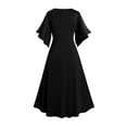 thumbnail image 4 of Gothic Sheer Batwing Sleeve Dress for Women Off Shoulder Casual A-Line Short Tunic Dress Vintage Bohemian Gown, 4 of 7
