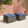 thumbnail image 3 of Pocassy  3-Piece Outdoor Wicker Sofa Set with Ottoman Grey/Blue, 3 of 5