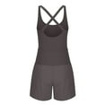 thumbnail image 4 of Wiyuqeen Women's Hollow Out Workout Rompers Spaghetti Strap Sleeveless Overalls Jumpsuits Shorts One Piece Outfits Running Exercise Gym Yoga Clothes, 4 of 5