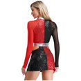 thumbnail image 2 of Jhaoyu Robe Déguisement des Années 60 pour Femmes, Mini Robe à Sequins Scintillants, Tenues de Spectacle, Rouge L, 2 of 8