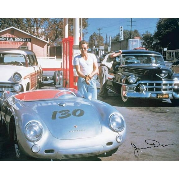 James Dean Car Porsche Classic Iconic Actor Wall Decor Poster - 12x18 Inch Laminated Poster - Stunning Detail and Bold Colors
