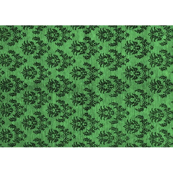 Ahgly Company Indoor Rectangle Abstract Emerald Green Modern Area Rugs, 7' x 9'