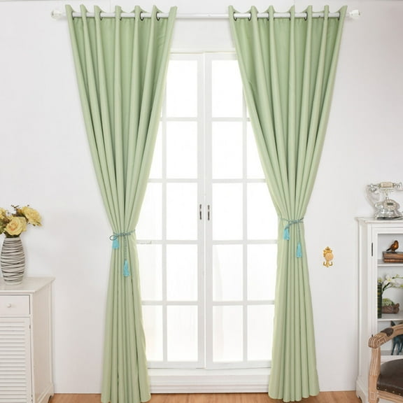 LEORX Thermal Insulated Grommet Blackout Curtains Polyester Light Green 1Pcs