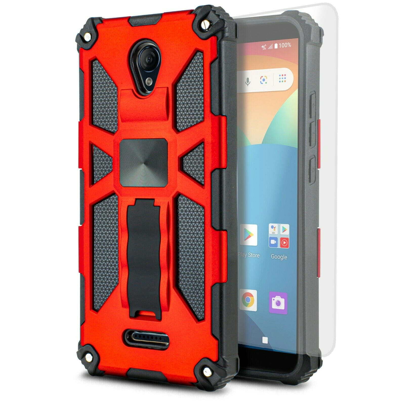 for AT&T Fusion Z (V340U), Motivate(V341U) with Tempered Glass Phone Case Mount Ready