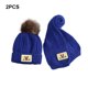 thumbnail image 5 of Qarigey Conjunto de 2 unidades de bufanda para niños, sombrero elástico de felpa, calentador de cabeza, Color sólido, cálido, frío, Sombreros Azul, 5 of 6