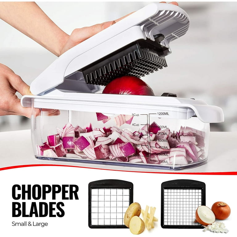 Fullstar - Vegetable Chopper - Onion Chopper, Veggie Cutter, Food Chopper-  7 Blades, White