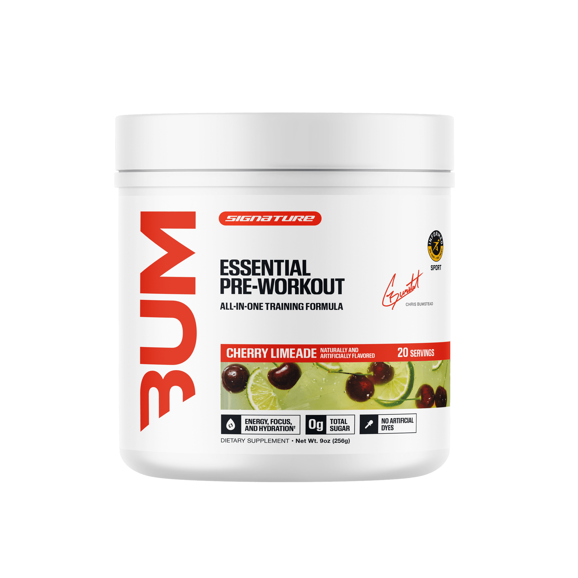 RAW Nutrition Essential Pre Workout Powder, 200mg Caffeine, Cherry Limeade, 20 Servings