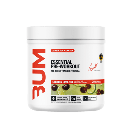 RAW Nutrition Essential Pre Workout Powder, 200mg Caffeine, Cherry Limeade, 20 Servings
