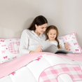 thumbnail image 4 of Manfei Princess Bow Tie Letter C Monogrammed Queen Comforter Set 3pcs for Girls Teens,Cute Grid Bowknot Alphabet Bedding Comforter Set for Kids,Pink Reversible,Lightweight Room Decor, 4 of 6