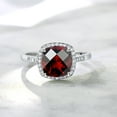 thumbnail image 5 of Gem Stone King Cushion Checkerboard Red Garnet 2.40 Ct 10K White Gold Ring with Accent Diamonds, 5 of 7