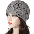 thumbnail image 5 of ZXM Women Cotton Crochet Slouchy Beanie Hat Handmade Knit Cutout Summer Floral Skull Cap, 5 of 14