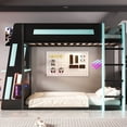 thumbnail image 5 of Mirightone Twin over Twin Bunk Bed with Gaming Desk and Storage Shelves, Wooden Gaming Bunk Bed with LED Light & Charging for Gamer - Black+Blue, 5 of 8