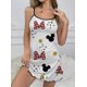 thumbnail image 1 of Vestidos Elegantes para mujer, minivestido con falda de pijama con ribete de lechuga, vestidos de moda de verano, cuello redondo, Minnie Mouse, Disney, Mickey, 2024, 1 of 1