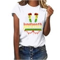 thumbnail image 1 of Tops de Manga Corta para las Mujeres de Ajuste Suelto, Día de la Independencia Negro Impreso, Cuello Redondo Suelto Superior, 1 of 4