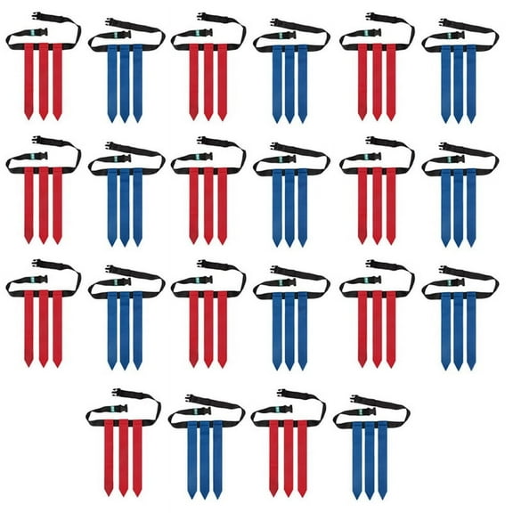 22PCS Flag Football Belts, Adjustable Flag Football Set for Sports Training Competition Blue Red,22 * Flag Football Belts(11pcs red   11pcs blue),Red & Blue