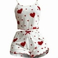 thumbnail image 2 of FUNUONY Cute Pajamas for Women Strawberry Print Pj Set Crop Cami Tops and Shorts Set,Valentine's Day Pajamas for Women,Sleeveless Top and Shorts Summer Sleepwear Comfy 2 Piece Ribbed Lounge Sets, 2 of 3
