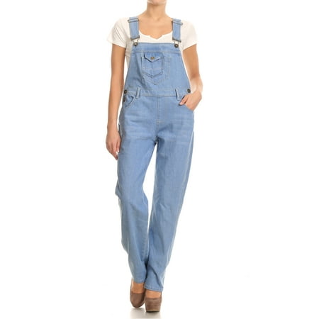 Womens Light Blue Jeans - Fashion Womens Casual Light Blue Denim Jean Straight Leg Distressed Pocket Bib Overalls
