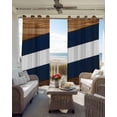 thumbnail image 6 of Navy Blue White Stripes Blackout Curtains for Bedroom Living Room Darkening Curtains 84 Inch Length 2 Panels Set Farmhouse Striped Vintage Window Curtain Window Treatment Grommet Drapes 52"x84", 6 of 9