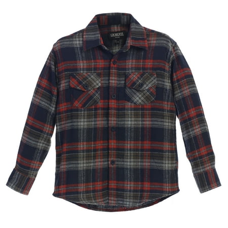 Boys Plaid Flannel - Gioberti Boys Long Sleeve Plaid Checked Flannel Shirt