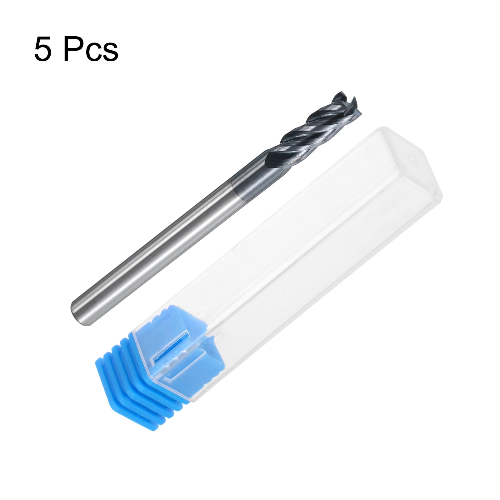 Uxcell 5 Pieces Solid Carbide Square End Mills 1/8" Dia AlTiN BN Coated 4 Flutes Milling Bit 1/8" Shank 1-1/2" Long