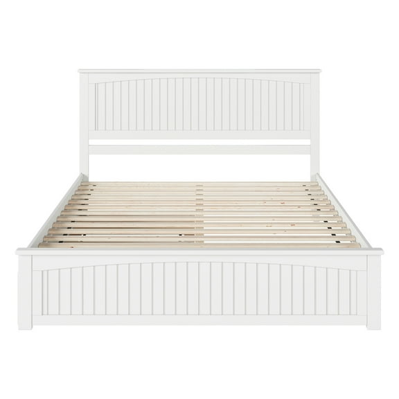HomeStock Victorian Virtue King Solid Wood Platform Bed with Matching Footboard & Twin XL Trundle in White