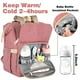 thumbnail image 3 of Mochila bebé, bolsa pañales portátil, con bolsillos aislados y puerto de carga USB, resistente al agua con correas cochecito, mochila viaje para papá y mamá, 3 of 3