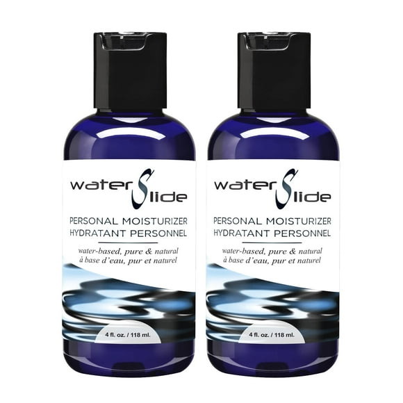 Earthly Body WaterSlide, 4 fl. oz. - Pack of 2 - Personal Moisturizer - 100% Natural, Water-Based Formula - Vegan & Cruelty Free
