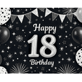thumbnail image 4 of Black and White Themed 18th Birthday Banner with Balloon Firework Star Elements Party Decoration Backdrop for Birthday Party Photography Props Decorations Supplies, 4 of 7