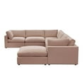 thumbnail image 5 of Kaelynn Corner Sofa Pink Linen Upholstered with Ottoman, 5 of 8