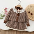 thumbnail image 2 of Zshosam Girls Fashion Outfits Toddler Baby Girl Fall Outfit Long Sleeve Sweatshirt Tops Mini A Line Skirt Kids Clothing Set Size 2T 3T,(Coffee 2-3 Years), 2 of 5