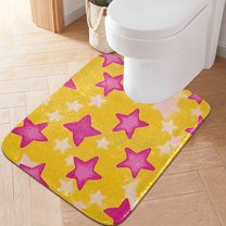 Yayeee Bath Rug for Bathroom Floor Non Slip Contour Fluffy Soft Absorbent Mat, 20"x24", Large Pink Stars