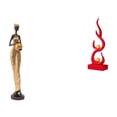 thumbnail image 1 of Figura escultórica de una mujer tribal africana con llamas de fuego abstractas, ideal para decoración del hogar, dormitorio, mesa, mueble de TV, ofici, 1 of 8