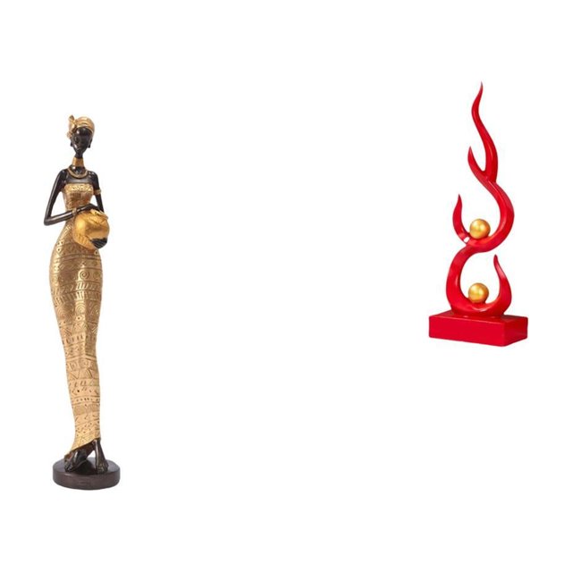 Figura escultórica de una mujer tribal africana con llamas de fuego abstractas, ideal para decoración del hogar, dormitorio, mesa, mueble de TV, ofici
