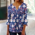 thumbnail image 4 of Camisetas de Cuello en V Mujeres, Impreso 3/4 Manga Blusa Casual Hecha de Cómodo Estante de Imitación para Toda la Temporada de Uso Diario, Camisetas Casuales de Mujer, 4 of 5