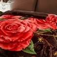 thumbnail image 4 of JML Couverture en Molleton Doux pour Lit Grand 75"x87 Pouces 5 Lb, Couverture Raschel 2 Plis Brun à Motif Floral, 4 of 7