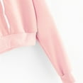 thumbnail image 5 of Women Long Sleeve Drawstring Crop Sweatshirt Crop Top Hoodie Pullover Top Blouse Pink M, 5 of 8