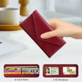 thumbnail image 7 of HAWEE Rfid Credit Card Holder Wallets for Women Leather Zipper Slim with Coin Pocket, Wine Red, 7 of 7